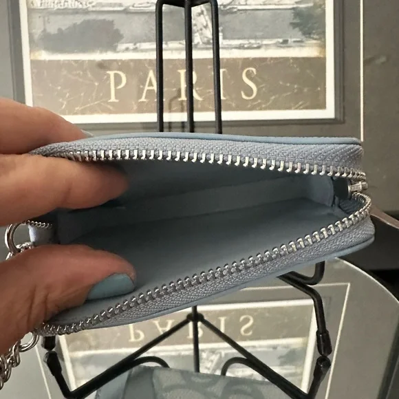 Coach Zip Card Case In Sketch Signature Canvas Ice Blue - Picture 10 of 11